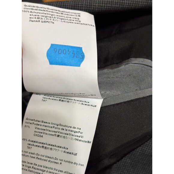 Hugo Boss Mens Blazer Jacket Sz 40L Gray Wool Houndstooth 2 Button Sport Coat - Picture 8 of 9